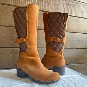 Merrell Women's Oak Chateau Tall Leather Quilted Riding Boots Brown